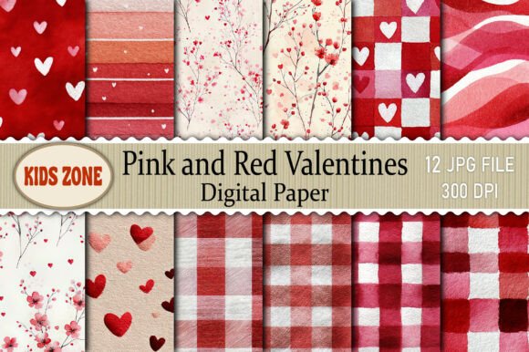 Download Pink and Red Valentines Digital Paper - Valentines digital paper Collection