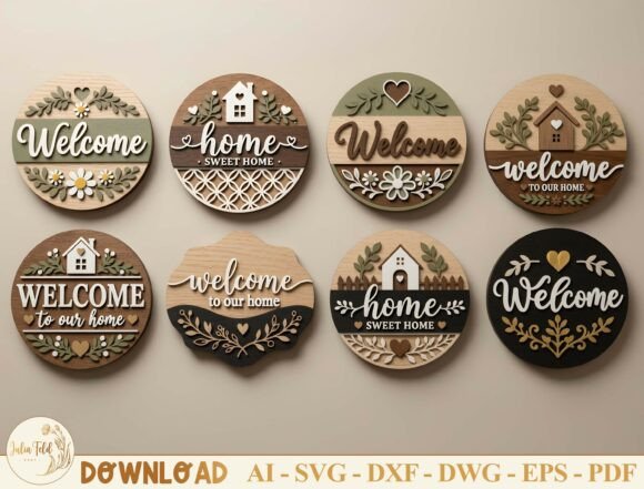 Download Welcome Sign Laser Cut File SVG Bundle - Cut file Collection