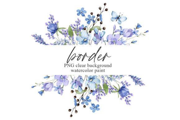 Download Watercolor Blue Flower Frame Border, PNG - Flower frame Collection