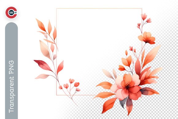 Download Minimalist Watercolor Flower Frame PNG - Flower frame Collection