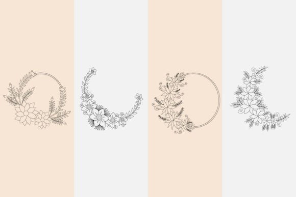 Download Floral Wreath Line Art Flower Frame Set - Flower frame Collection