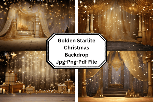 Download Golden Starlite Christmas Backdrop - Golden Collection