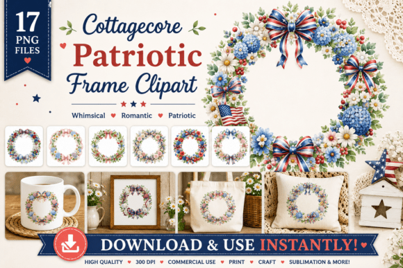 Download Cottagecore Patriotic Frame Clipart - Cottagecore Collection