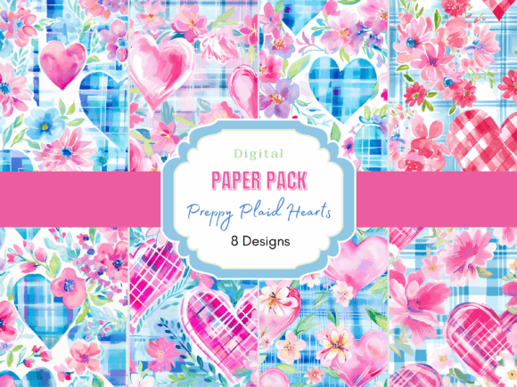 Download Plaid Hearts Valentines Digital Paper - Valentines digital paper Collection