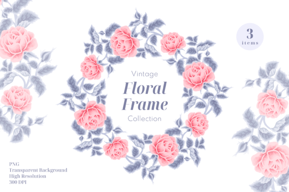 Download Aesthetic Rose Flower Frame Clipart Set - Flower frame Collection