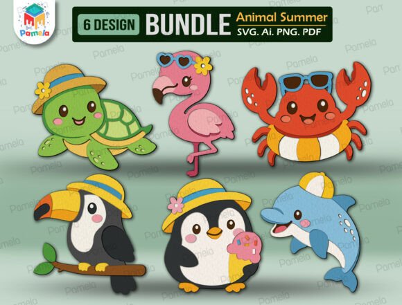 Download Summer Animal Paper Cut File SVG Bundle - Cut file Collection