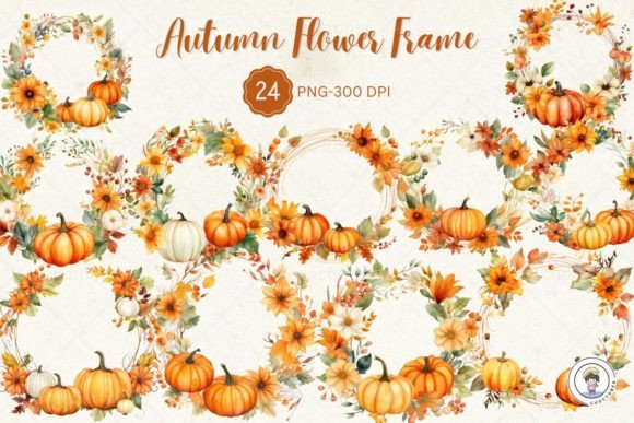 Download Watercolor Autumn Flower Frame Clipart - Flower frame Collection