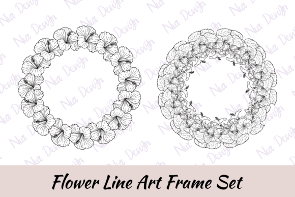 Download Hibiscus Flower Frame Lineart SVG - Flower frame Collection
