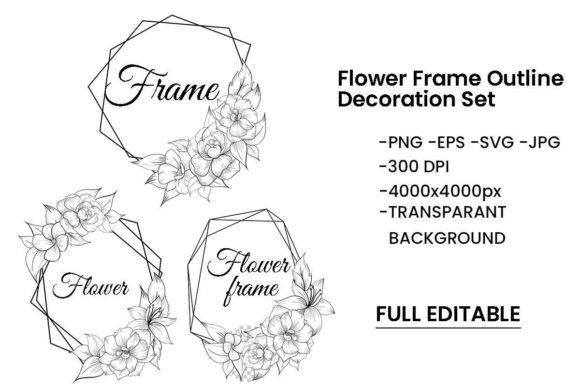 Download Flower Frame Border with Geometric Line - Flower frame Collection
