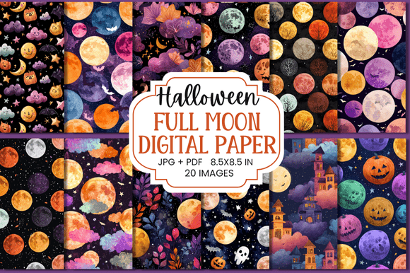 Download Halloween Full Moon Digital Paper - Full moon Collection