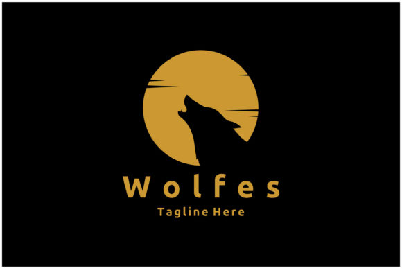Download Beauty Howling Wolf and Golden Moon Logo - Golden Collection