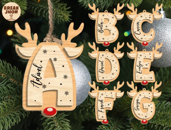 Download Reindeer Alphabet Ornament Cut File Svg - Cut file Collection