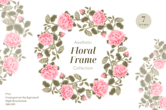 Download Aesthetic Rose Flower Frame Clipart Set - Flower frame Collection