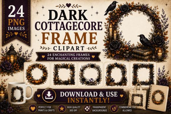 Download Dark Cottagecore Frame Clipart - Cottagecore Collection