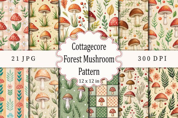 Download Cottagecore Forest Mushroom Pattern - Cottagecore Collection