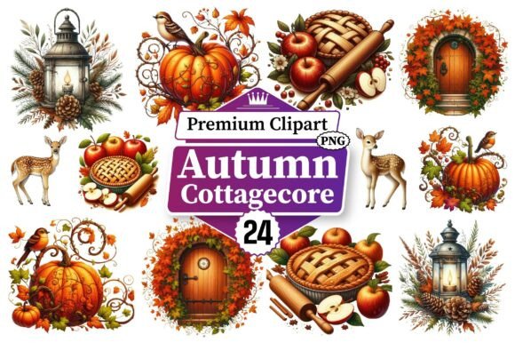 Download Autumn Cottagecore Clipart Bundle PNG - Premium Bundle
