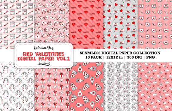 Download Red Valentines Digital Paper Vol. 1 - Valentines digital paper Collection