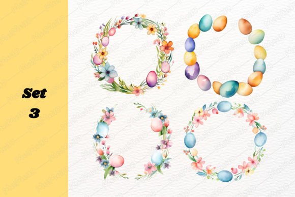 Download Watercolor Easter Egg Flower Frame Set - Flower frame Collection