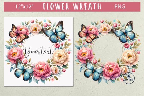 Download Butterfly Flower Frame Floral Wreath Png - Flower frame Collection
