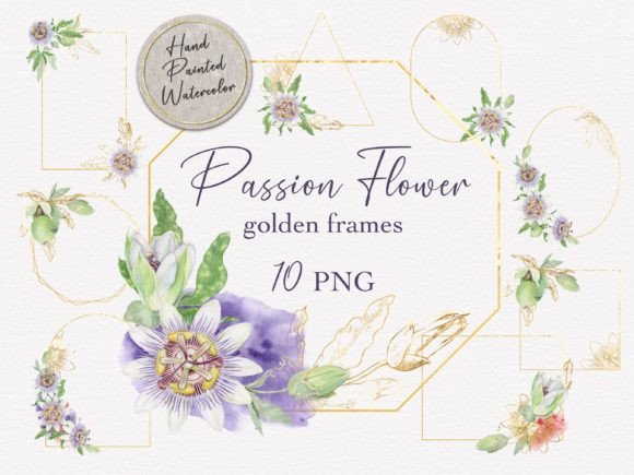 Download Passion Flower with Thin Golden Frames - Golden Collection