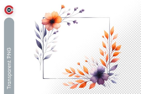 Download Elegant Watercolor Flower Frame PNG - Flower frame Collection