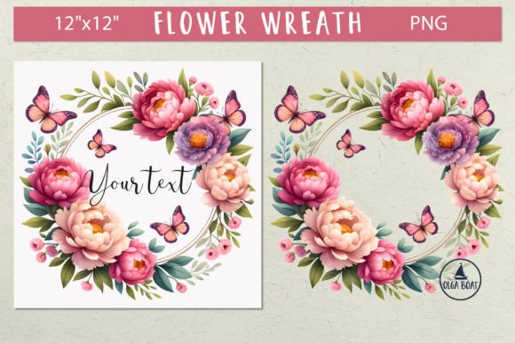 Download Butterfly Flower Frame Peony Wreath Png - Flower frame Collection