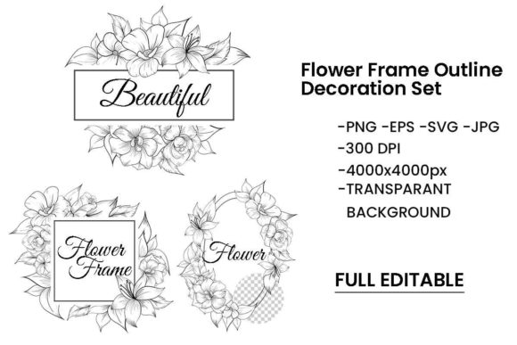 Download Flower Frame Outline for Decoration - Flower frame Collection
